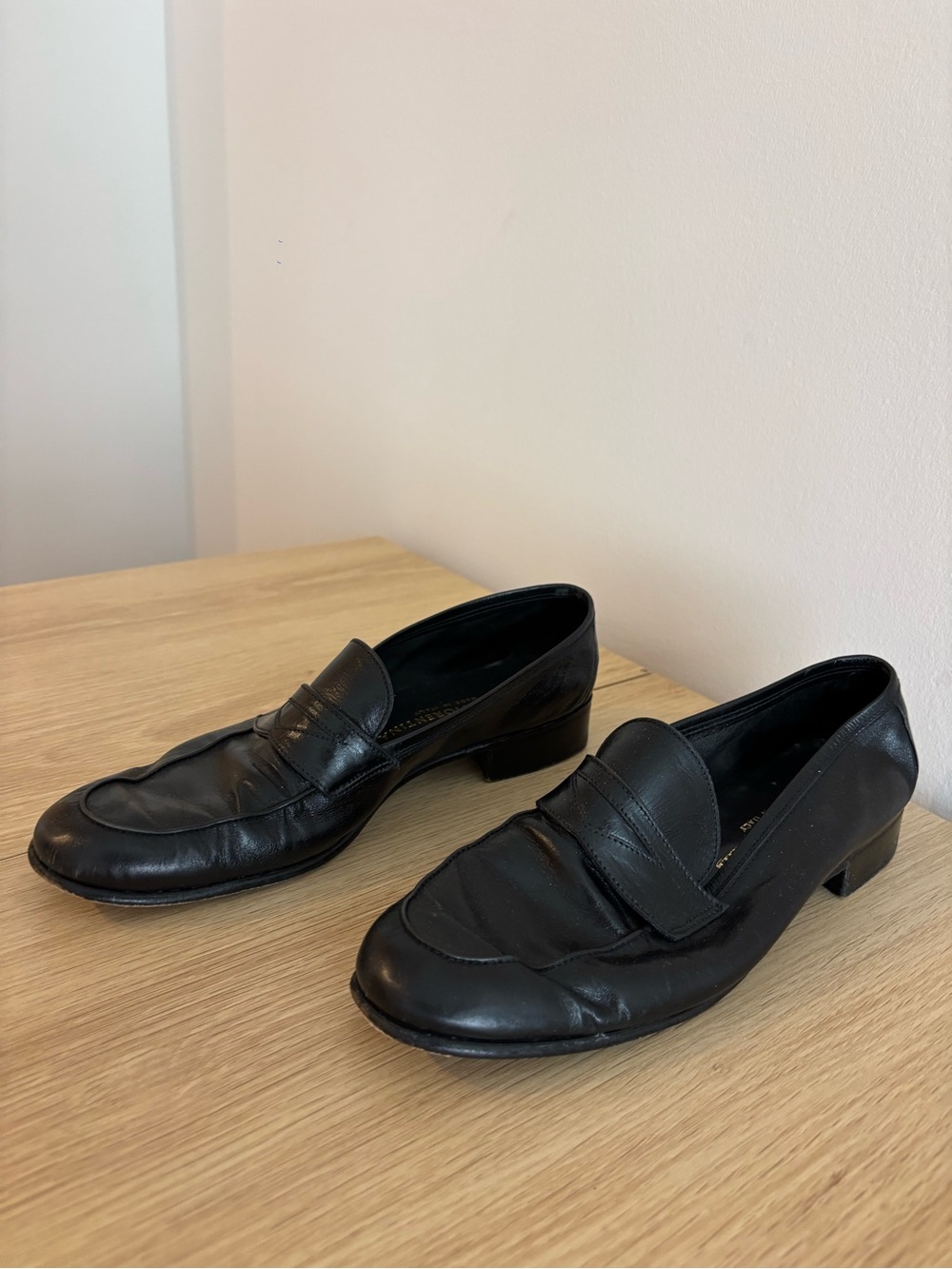Fiorentina Black Leather Penny Loafers